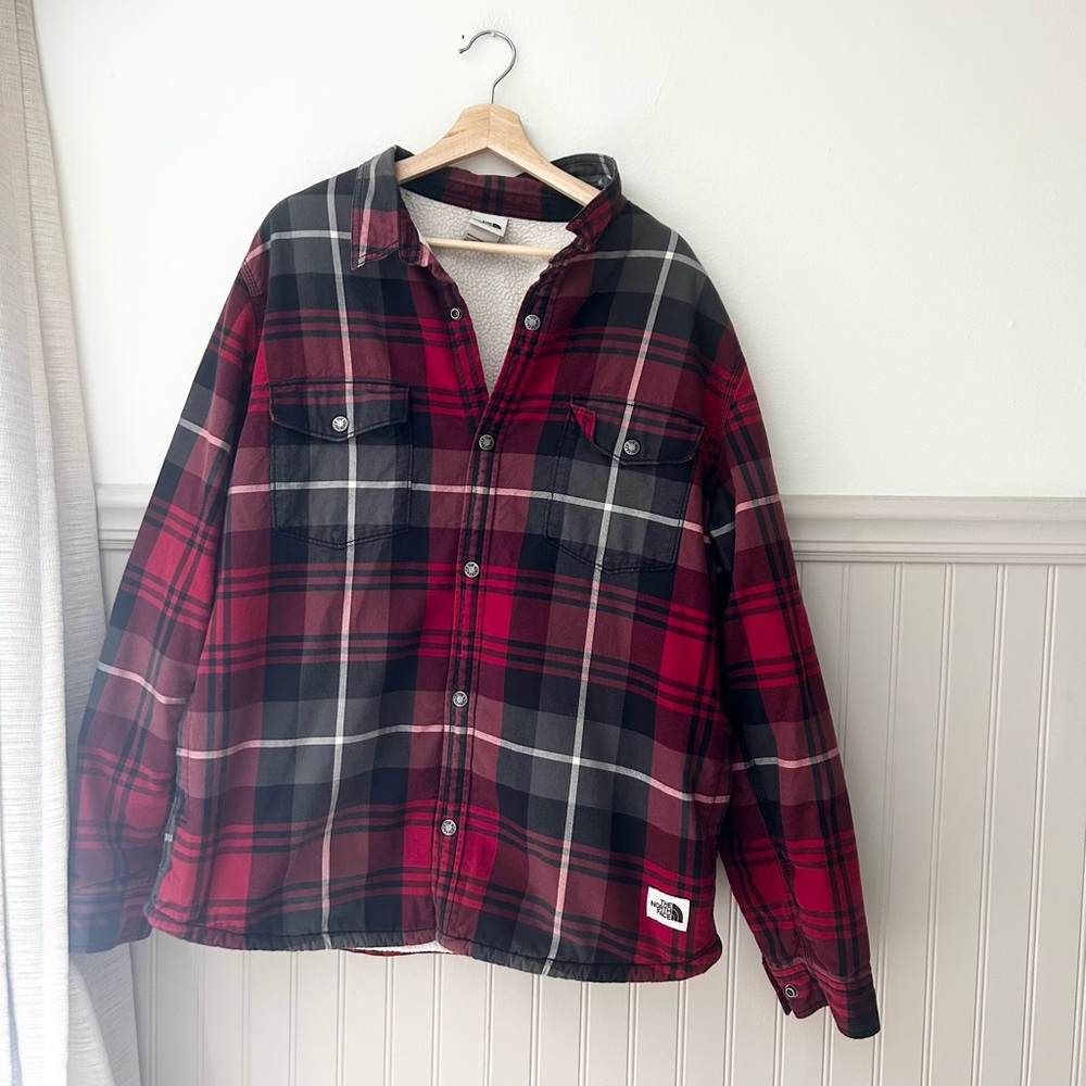 The North Face Campshire Plaid Sherpa Fleece Lined Shirt Jacket Mens XL